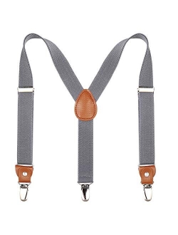 Toddlers Kids Boys Mens Suspenders - Y Back Adjustable Strong Clips Synthetic Leather Suspenders