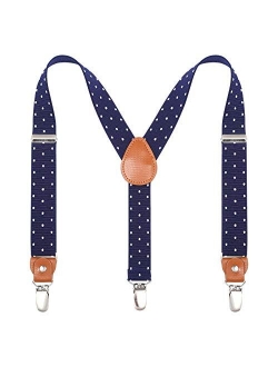 Toddlers Kids Boys Mens Suspenders - Y Back Adjustable Strong Clips Synthetic Leather Suspenders