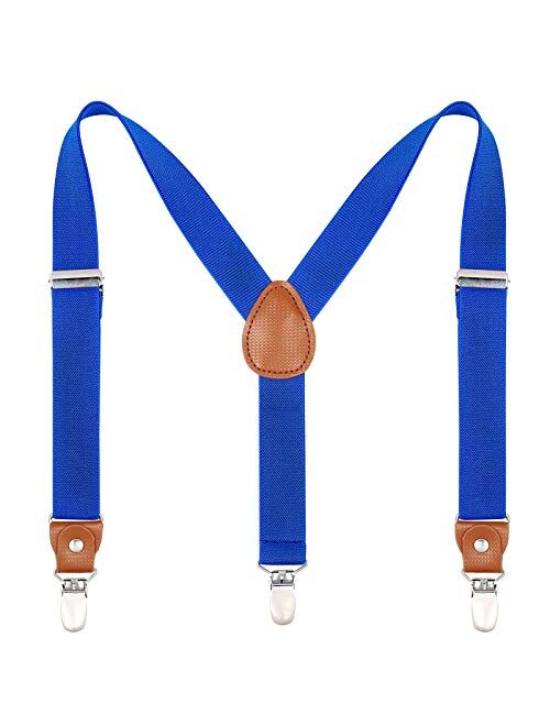 Toddlers Kids Boys Mens Suspenders - Y Back Adjustable Strong Clips Synthetic Leather Suspenders