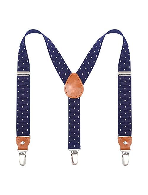 Toddlers Kids Boys Mens Suspenders - Y Back Adjustable Strong Clips Synthetic Leather Suspenders