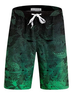 Mens Swim Trunks with Pockets Beach Swimwear Quick Dry Long Elastic Waistband Board Shorts Bathing Suits Holiday