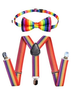 Kids Suspenders Bowtie Set,Adjustable Suspender with Bow Tie for Boys and Girls