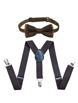 Kids Suspenders Bowtie Set,Adjustable Suspender with Bow Tie for Boys and Girls