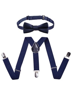 Kids Suspenders Bowtie Set,Adjustable Suspender with Bow Tie for Boys and Girls