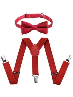 Kids Suspenders Bowtie Set,Adjustable Suspender with Bow Tie for Boys and Girls