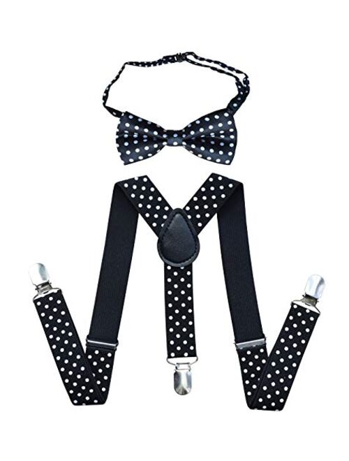 Kids Suspenders Bowtie Set,Adjustable Suspender with Bow Tie for Boys and Girls