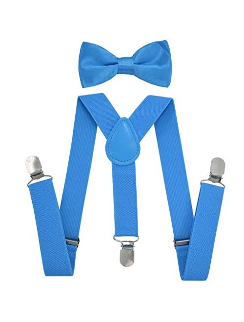 Kids Suspenders Bowtie Set,Adjustable Suspender with Bow Tie for Boys and Girls