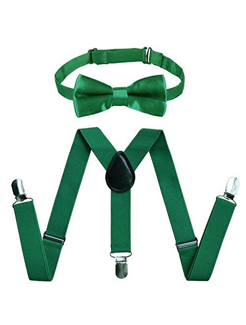 Kids Suspenders Bowtie Set,Adjustable Suspender with Bow Tie for Boys and Girls