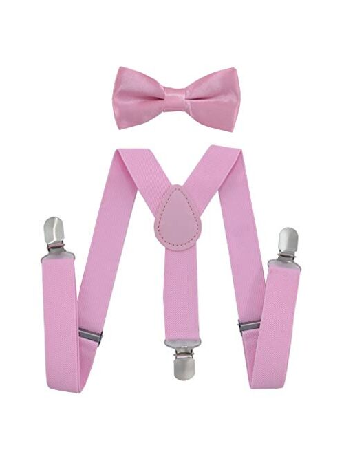 Kids Suspenders Bowtie Set,Adjustable Suspender with Bow Tie for Boys and Girls