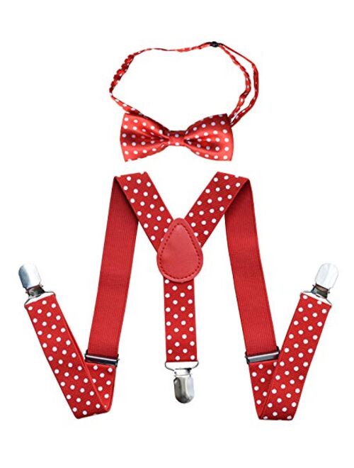 Kids Suspenders Bowtie Set,Adjustable Suspender with Bow Tie for Boys and Girls