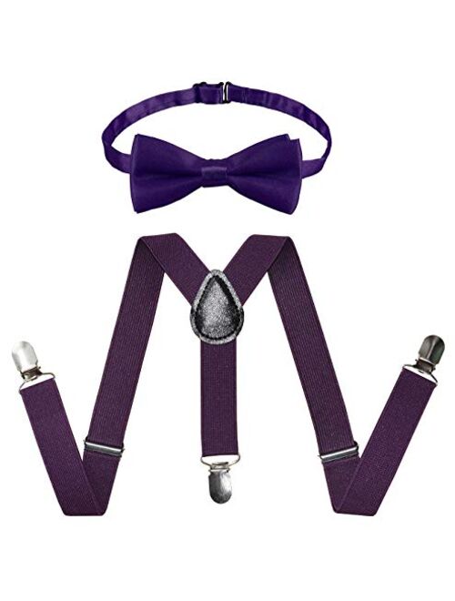 Kids Suspenders Bowtie Set,Adjustable Suspender with Bow Tie for Boys and Girls