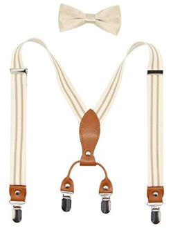 Suspenders & Bowtie Set for Kids and Baby - Adjustable Elastic X-Band Strong Braces