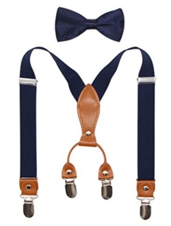 Suspenders & Bowtie Set for Kids and Baby - Adjustable Elastic X-Band Strong Braces