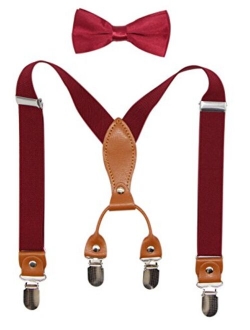 Suspenders & Bowtie Set for Kids and Baby - Adjustable Elastic X-Band Strong Braces