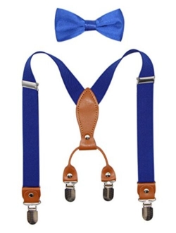 Suspenders & Bowtie Set for Kids and Baby - Adjustable Elastic X-Band Strong Braces