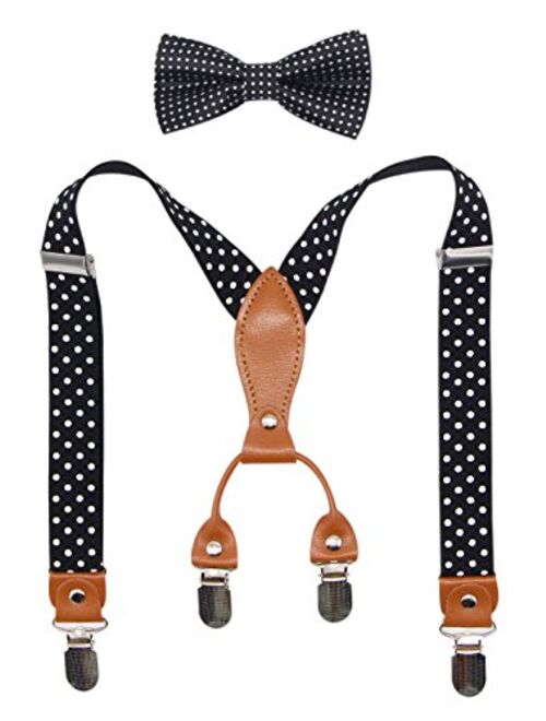 Suspenders & Bowtie Set for Kids and Baby - Adjustable Elastic X-Band Strong Braces