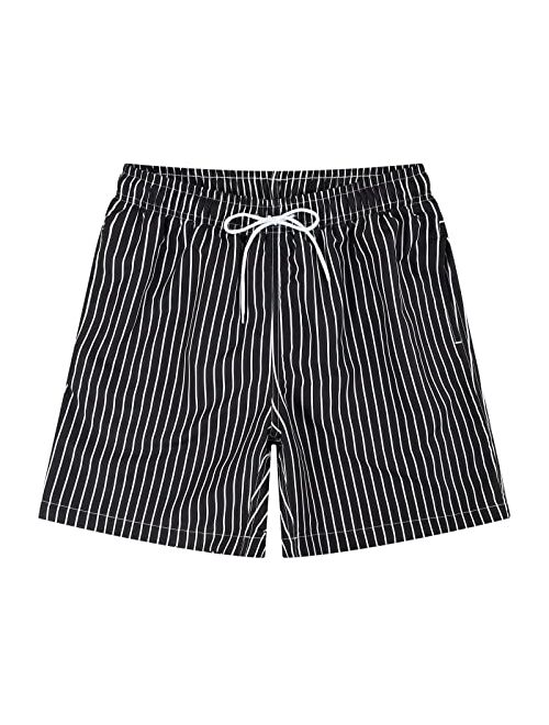 MADHERO Mens Swim Shorts Printed Swim Trunks Short Bathing Suits with Mesh Lining