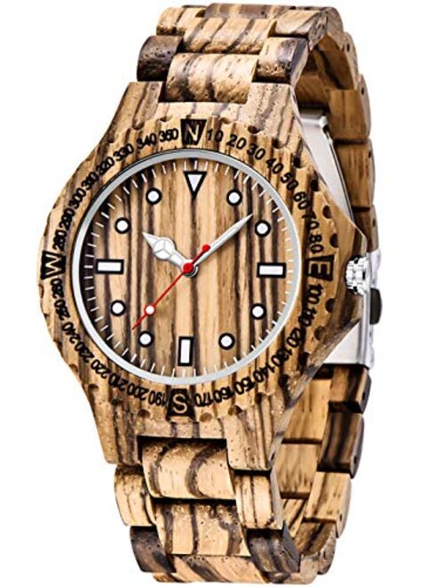 Inverted Geometric Wood Watch Creative Quartz Watch for Men Hand-Made Wooden Watches