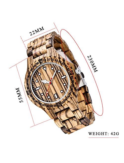 Inverted Geometric Wood Watch Creative Quartz Watch for Men Hand-Made Wooden Watches