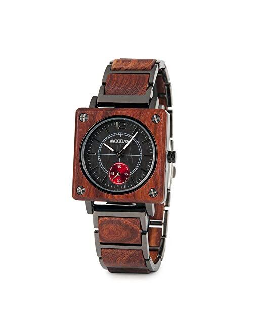 WOODME Wooden Watches for Men Luxury Stainless Steel Natural Wood Watch Chronograph Military Japanese Quartz Wristwatches with Unique Box