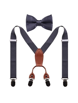 GUCHOL Baby Boys Suspenders Bow Tie Set for Kids - Adjustable Elastic Classic Wedding Accessory Sets Age 1 to 6 Year