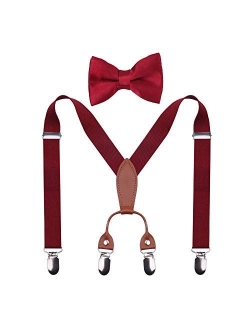 GUCHOL Baby Boys Suspenders Bow Tie Set for Kids - Adjustable Elastic Classic Wedding Accessory Sets Age 1 to 6 Year