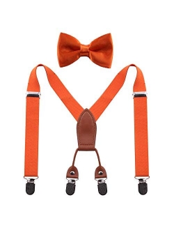 GUCHOL Baby Boys Suspenders Bow Tie Set for Kids - Adjustable Elastic Classic Wedding Accessory Sets Age 1 to 6 Year