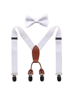 GUCHOL Baby Boys Suspenders Bow Tie Set for Kids - Adjustable Elastic Classic Wedding Accessory Sets Age 1 to 6 Year
