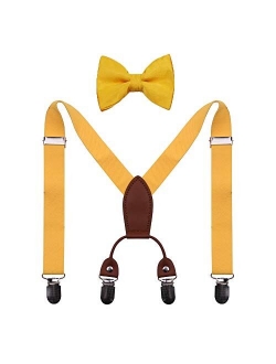 GUCHOL Baby Boys Suspenders Bow Tie Set for Kids - Adjustable Elastic Classic Wedding Accessory Sets Age 1 to 6 Year