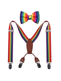 GUCHOL Baby Boys Suspenders Bow Tie Set for Kids - Adjustable Elastic Classic Wedding Accessory Sets Age 1 to 6 Year