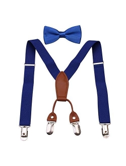 GUCHOL Baby Boys Suspenders Bow Tie Set for Kids - Adjustable Elastic Classic Wedding Accessory Sets Age 1 to 6 Year