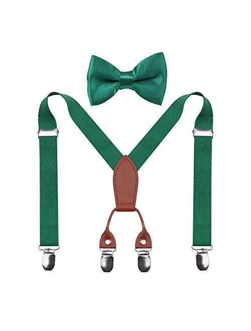 GUCHOL Baby Boys Suspenders Bow Tie Set for Kids - Adjustable Elastic Classic Wedding Accessory Sets Age 1 to 6 Year