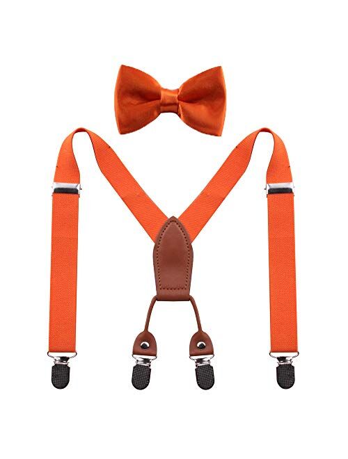 GUCHOL Baby Boys Suspenders Bow Tie Set for Kids - Adjustable Elastic Classic Wedding Accessory Sets Age 1 to 6 Year