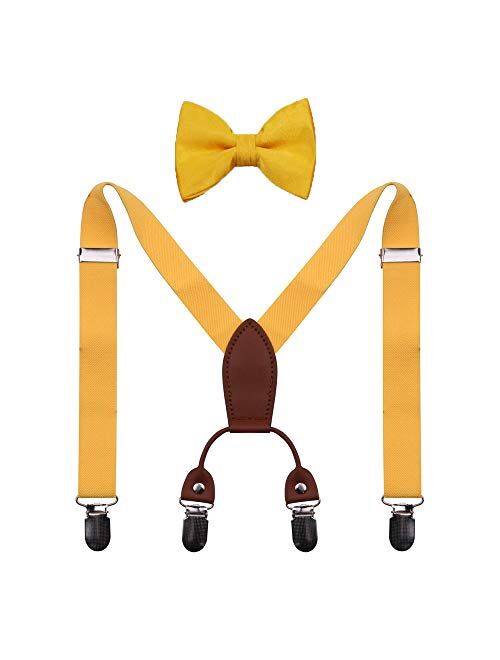 GUCHOL Baby Boys Suspenders Bow Tie Set for Kids - Adjustable Elastic Classic Wedding Accessory Sets Age 1 to 6 Year