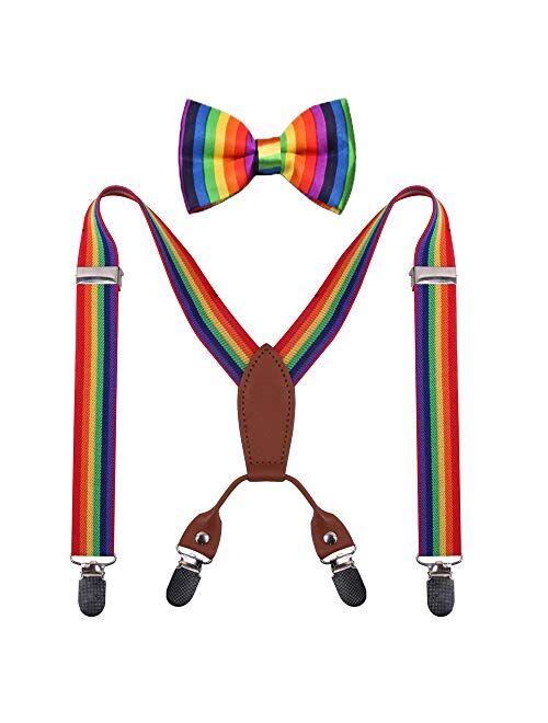 GUCHOL Baby Boys Suspenders Bow Tie Set for Kids - Adjustable Elastic Classic Wedding Accessory Sets Age 1 to 6 Year