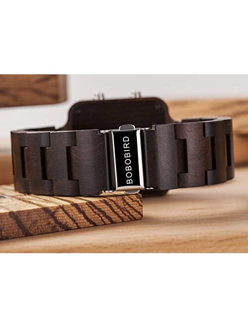 BOBO BIRD Digital Watch Mens Luxury Brand Design Night Vision Ebony Wooden Watch Unique Timepiece LED Display Watches