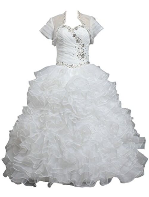 ANTS Women's Vintage Ruffles Wedding Dress with Jacket