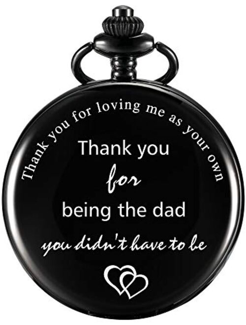 Dad Gift Pocket Watch for Father in Law, Stepdad Thank You for Loving Me As Your Own Quartz Pocket Watch for Father's Day Gift