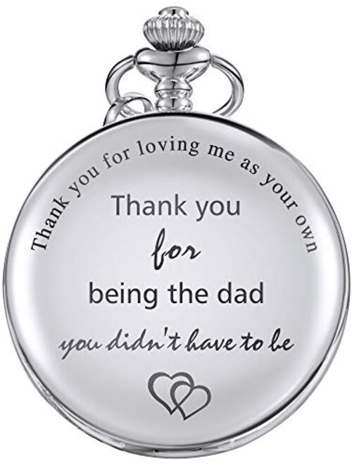 Dad Gift Pocket Watch for Father in Law, Stepdad Thank You for Loving Me As Your Own Quartz Pocket Watch for Father's Day Gift