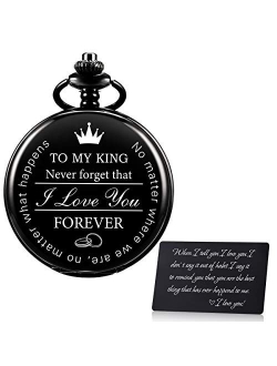 Pocket Watch Men Personalized Chain Quartz from Son Daughter Child to DAD Engraved