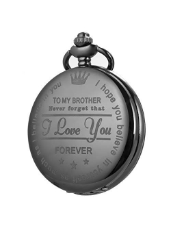 Pocket Watch Men Personalized Chain Quartz from Son Daughter Child to DAD Engraved