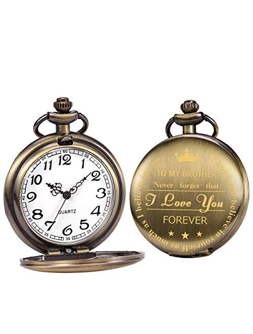 SIBOSUN Pocket Watch Men Personalized Chain Quartz from Son Daughter Child to DAD Engraved