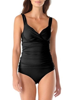 Women's Twist Front Underwire Cup Sized Tankini Swim Top