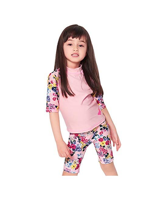 EZIX Girls' Rashguard Set Two Pieces Swimsuit UV Sun Protection Suit Swimwear