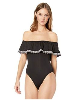 Women's Flounce Bandeau One Piece Swimsuit