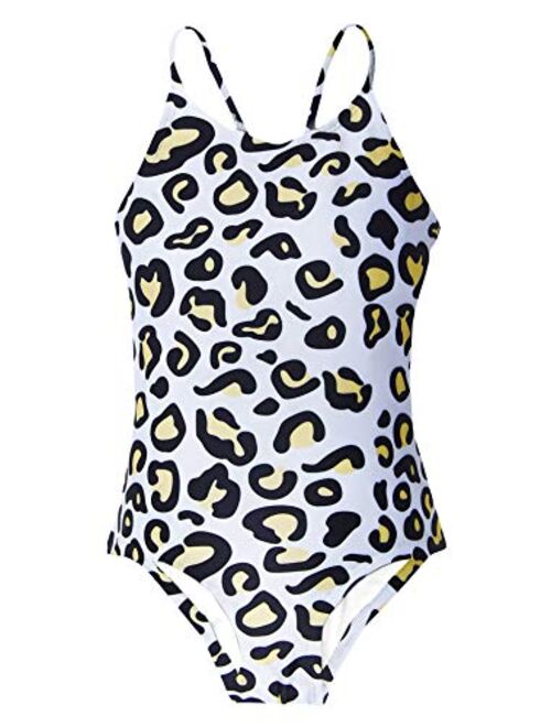 Funnycokid Girls One Piece Swimsuits Printed Bathing Suit Adjustable Beach  Swimwear 3-10 Years
