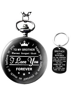 to My Brother Pocket Watch Gifts for Brother Best Gifts for Him Birthday Gifts from Sister, Graduation Gifts for Men，Engraved Pocket Watch with Box for Men