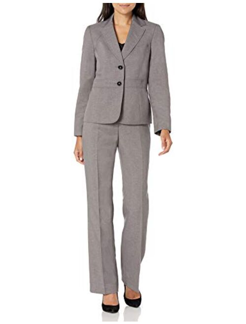 Le Suit Women's 2 Button Notch Collar Seamed Glazed Melange Pant Suit