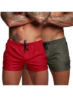 Wangdo Mens Running Shorts,Swim Trunks,Quick Dry Swim Shorts for Gym Workout Jogging with Zipper Pockets