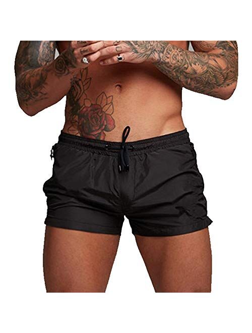 Wangdo Mens Running Shorts,Swim Trunks,Quick Dry Swim Shorts for Gym Workout Jogging with Zipper Pockets